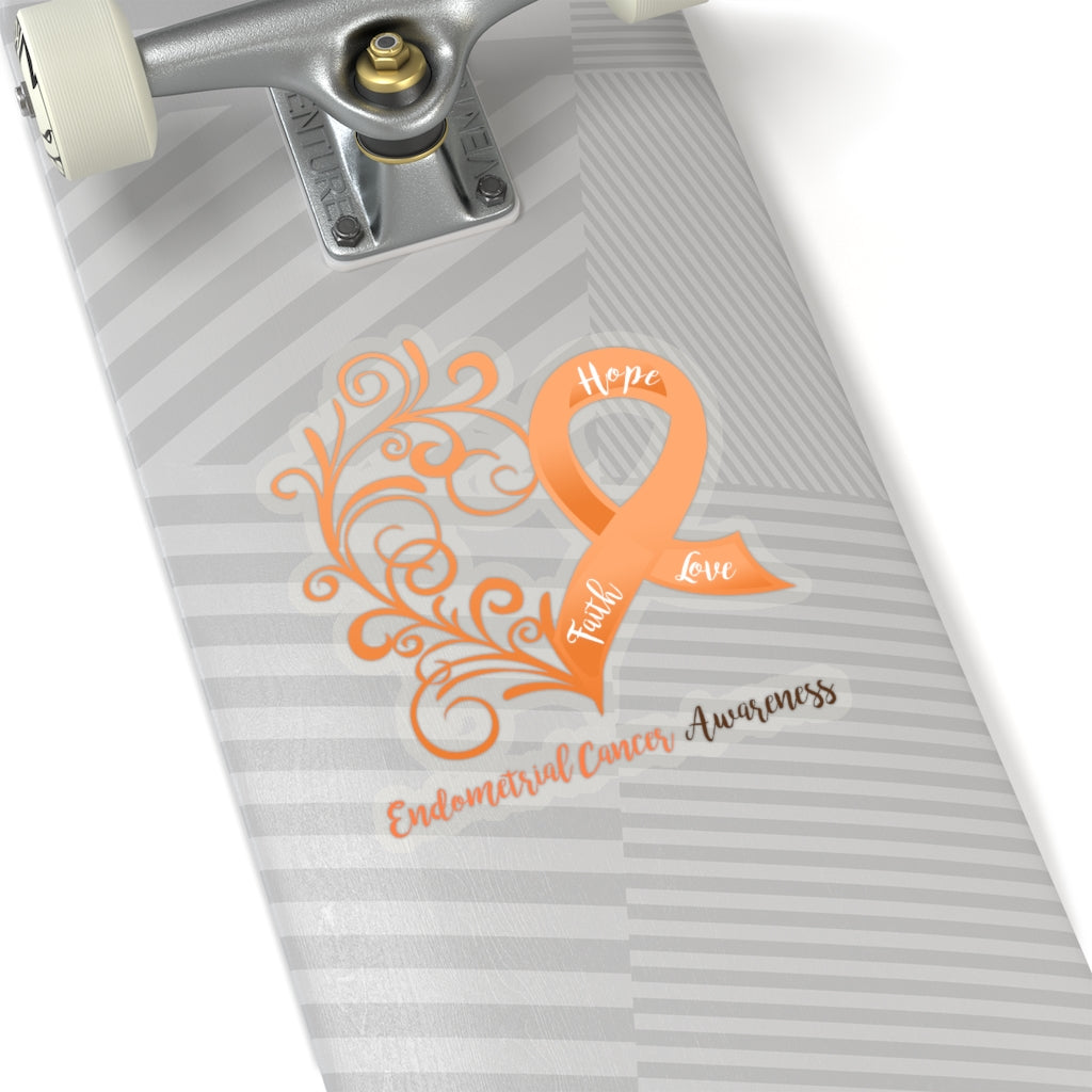 Endometrial Cancer Awareness Heart Car Sticker (6 X 6)