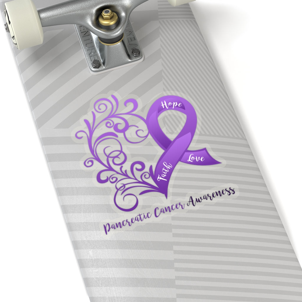  Pancreatic Cancer Ribbon, Purple, Printed Vinyl Decal