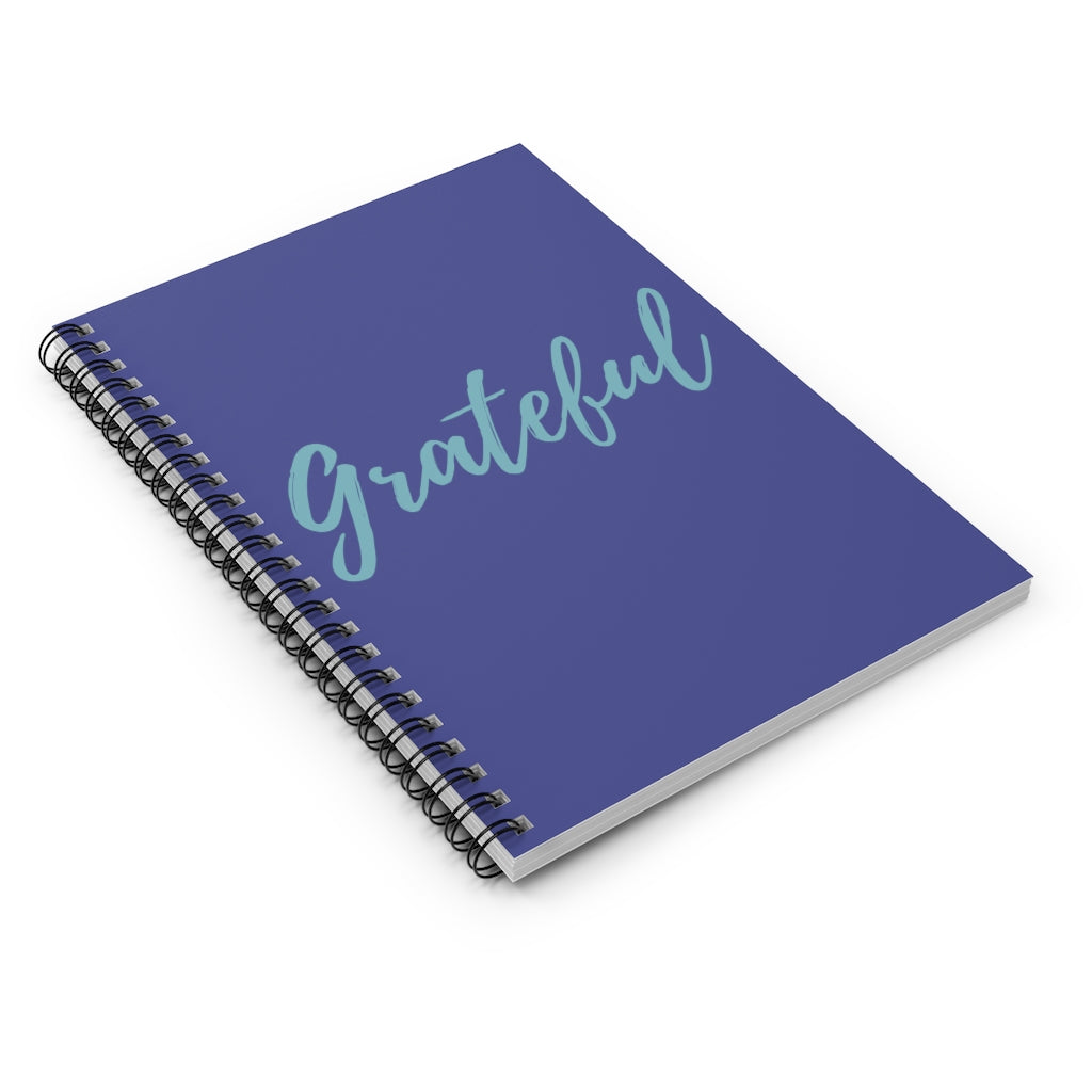 Grateful Script Dark Blue Spiral Journal - Ruled Line