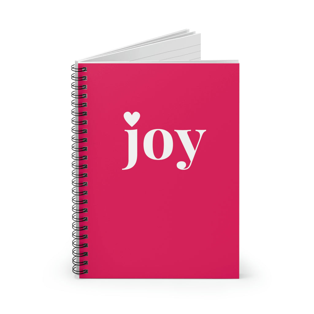 joy Heart Raspberry Spiral Journal - Ruled Line