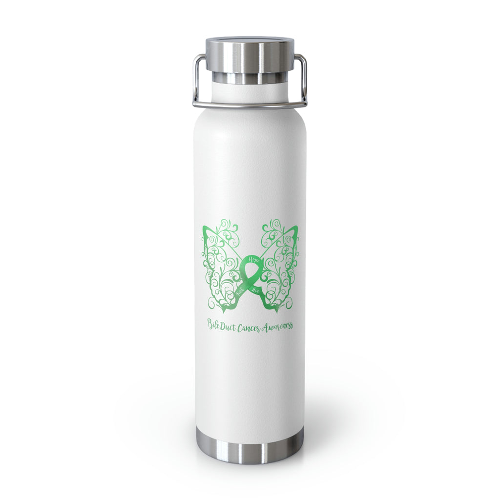 Bile Duct Cancer Awareness Filigree Butterfly Copper Vacuum Insulated Bottle, 22oz - Several Colors Available