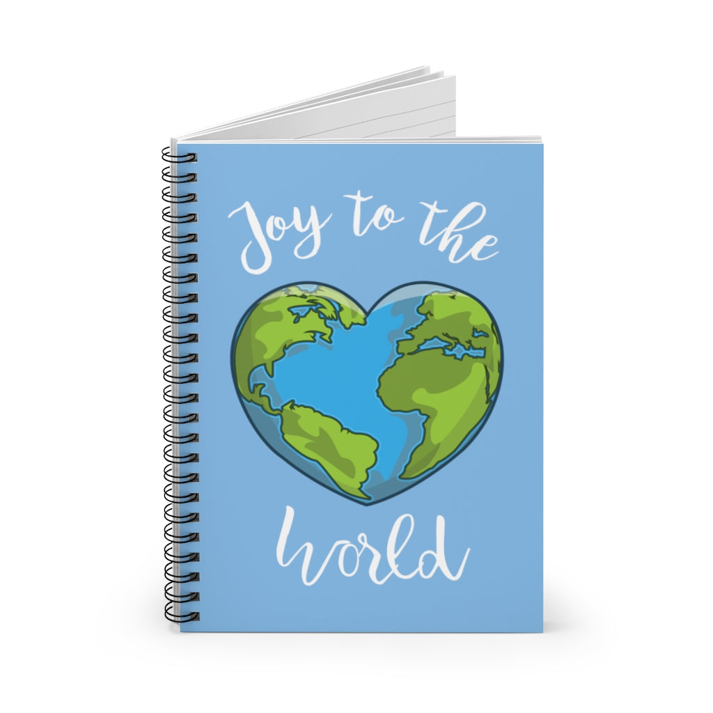 Joy to the World Light Blue Spiral Journal - Ruled Line