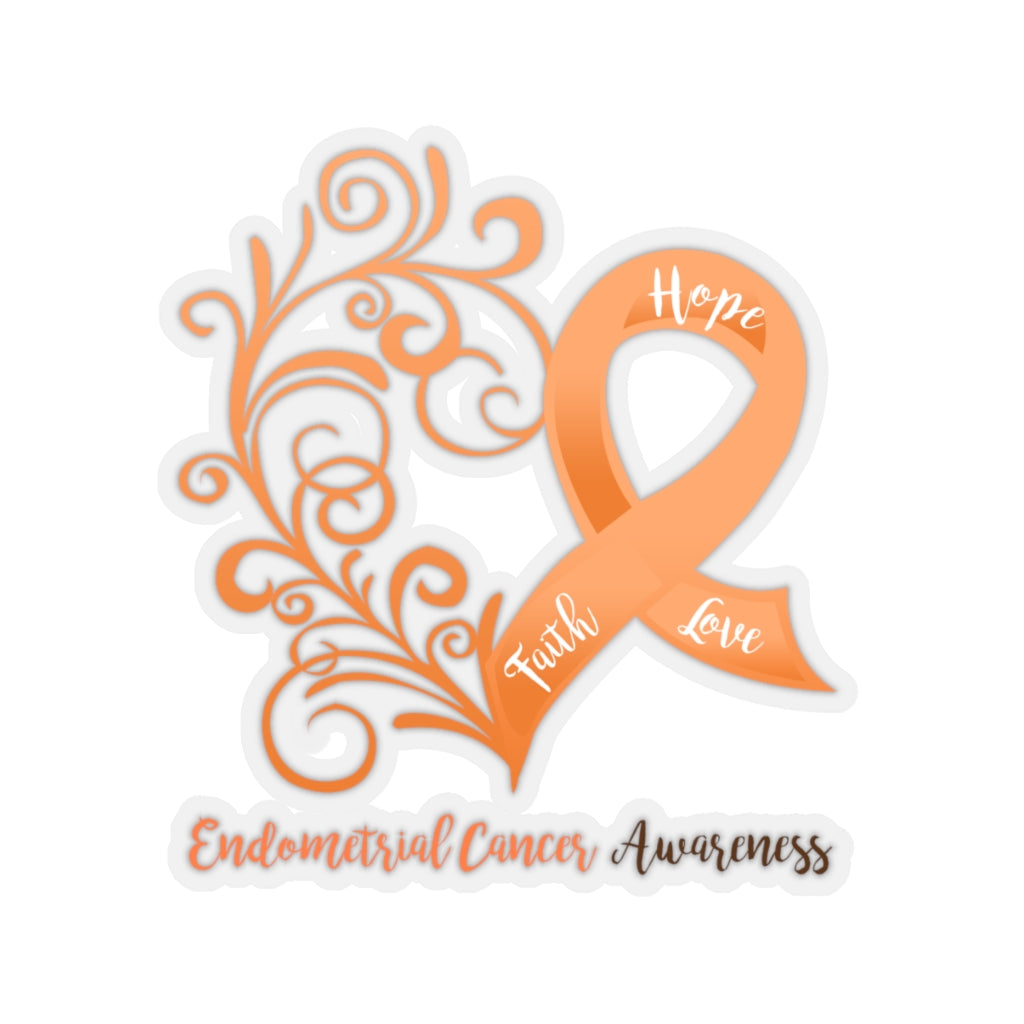 Endometrial Cancer Awareness Heart Car Sticker (6 X 6)