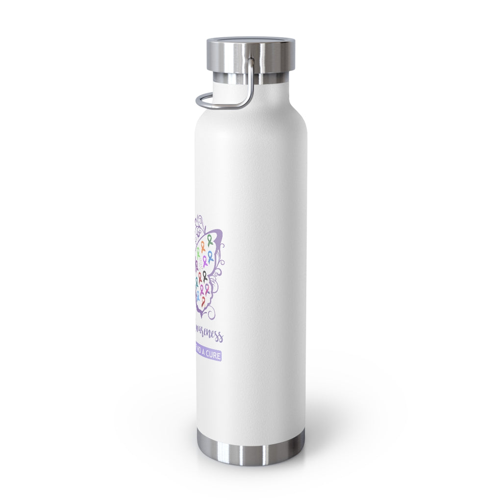 All Cancer Awareness Filigree Butterfly Copper Vacuum Insulated Bottle, 22oz - Several Colors Available