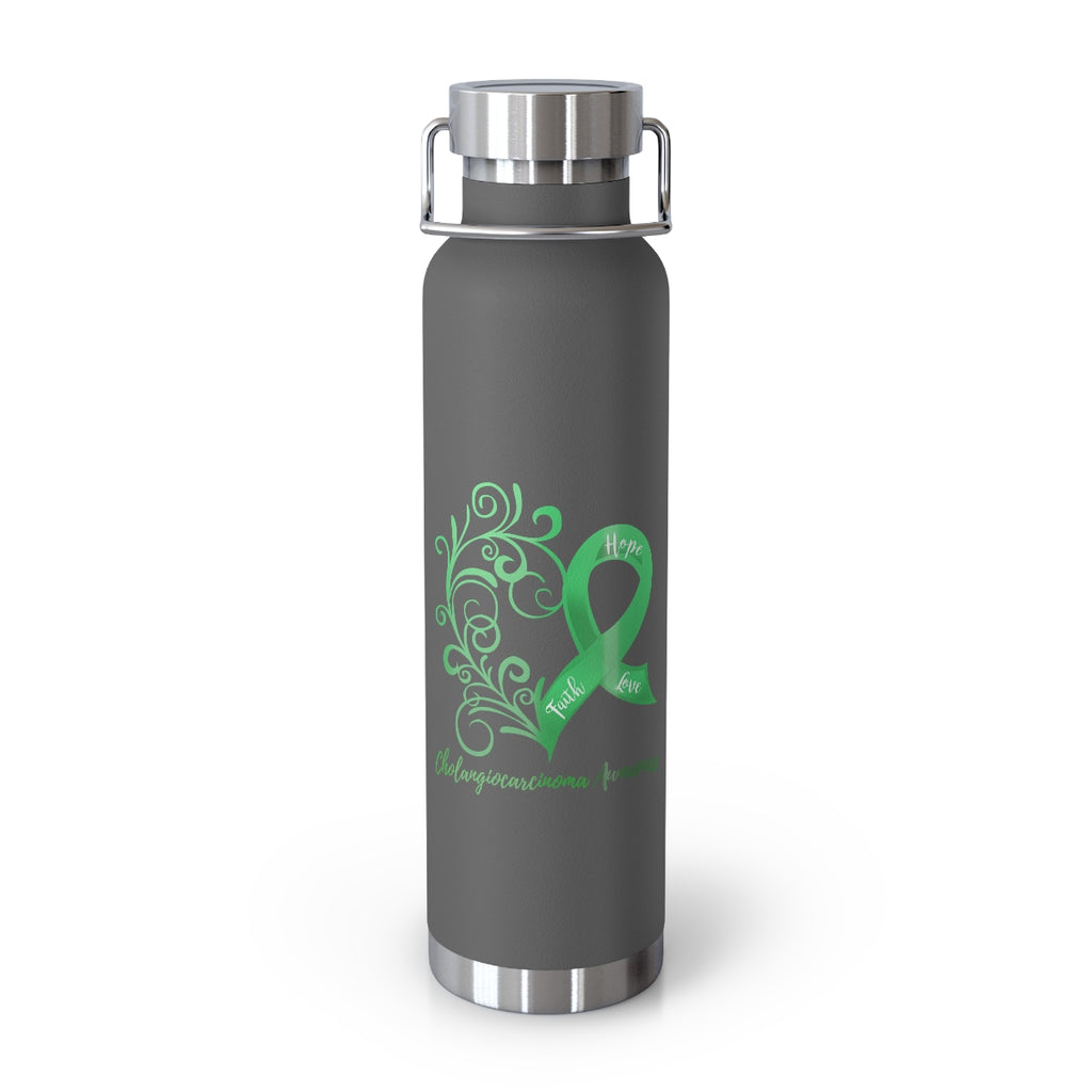 Cholangiocarcinoma Awareness Heart Copper Vacuum Insulated Bottle, 22oz - Several Colors Available