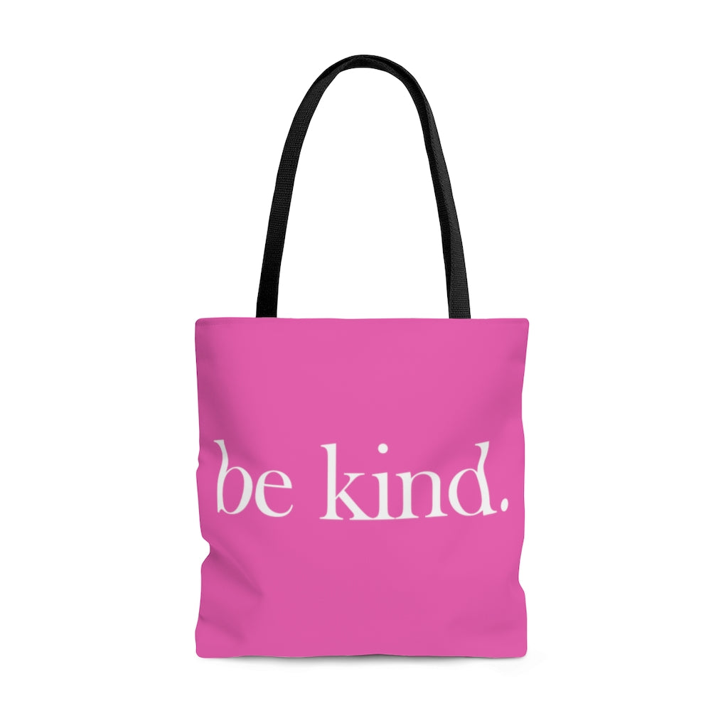 be kind. Large Dark Pink Tote Bag (Dual-Sided Design)