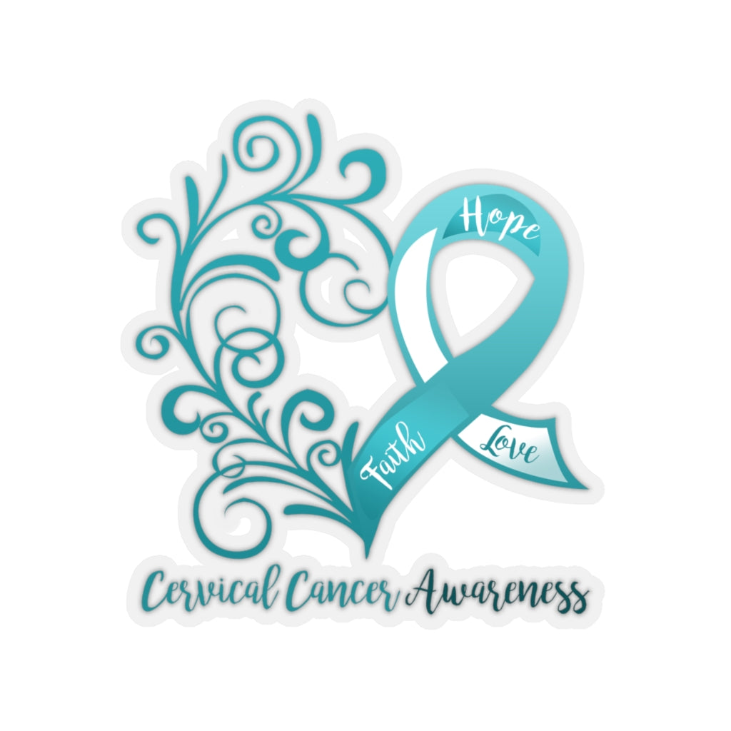 Cervical Cancer Awareness Heart Car Sticker (6 X 6)