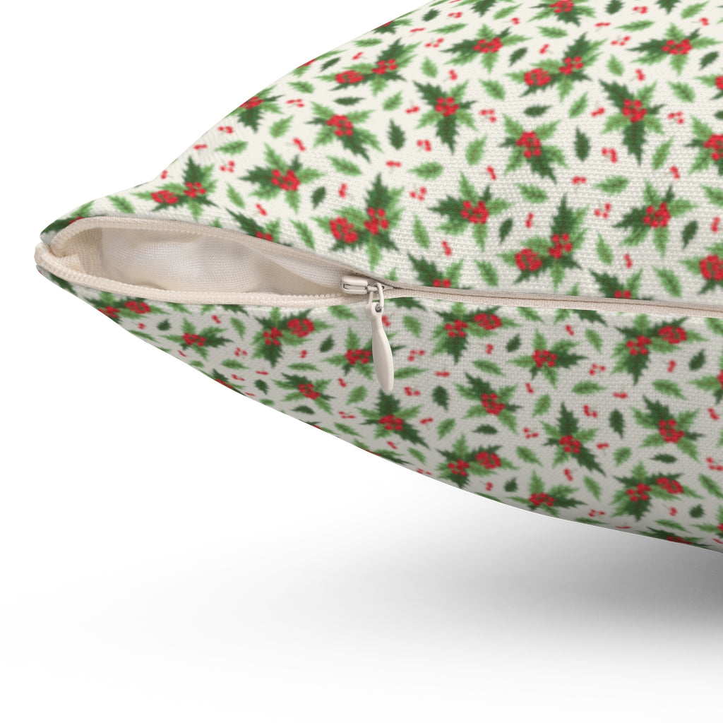 Christmas Holly "Organic" Square Pillow (20 X 20) (Dual-Sided)