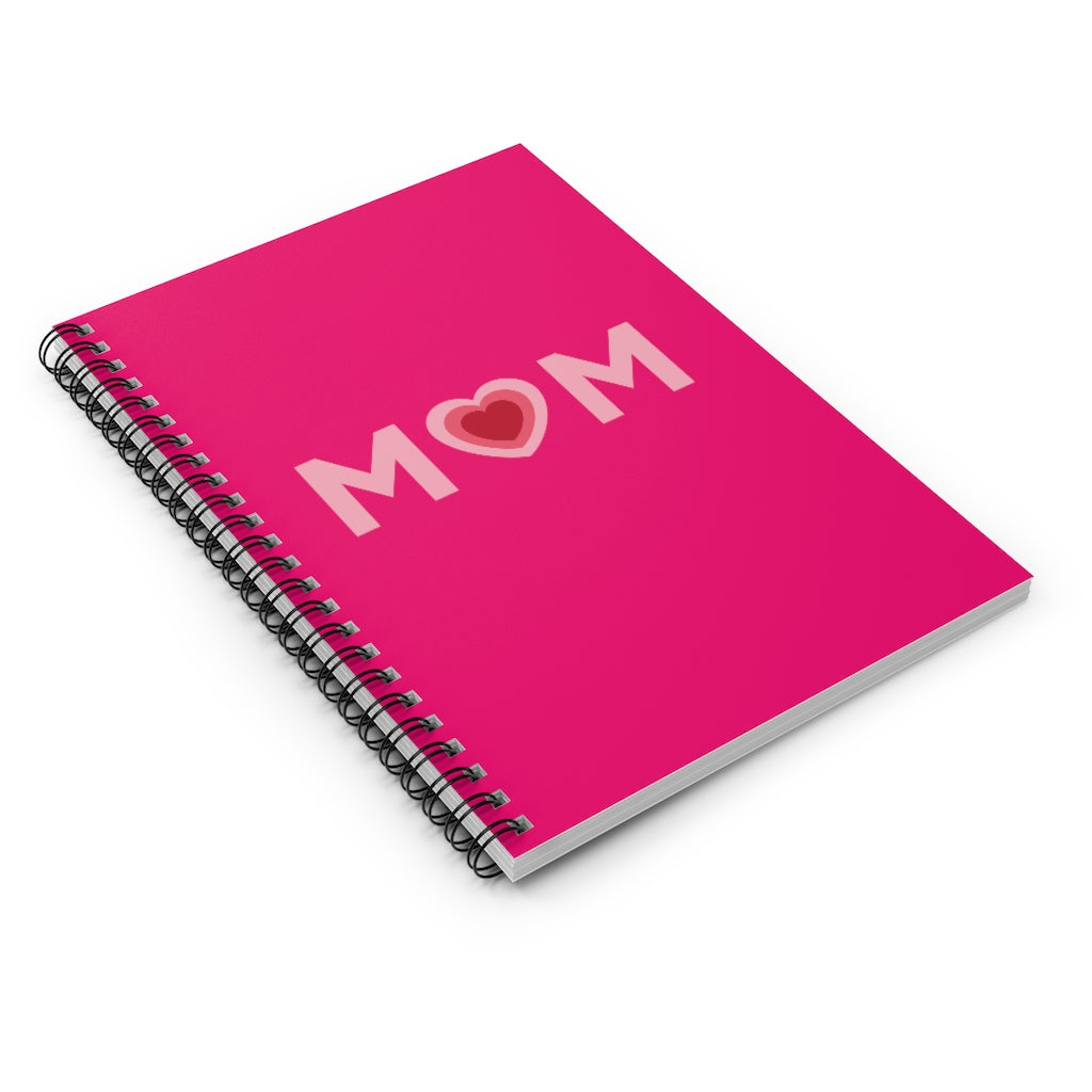 Mom Heart Raspberry Spiral Journal - Ruled Line