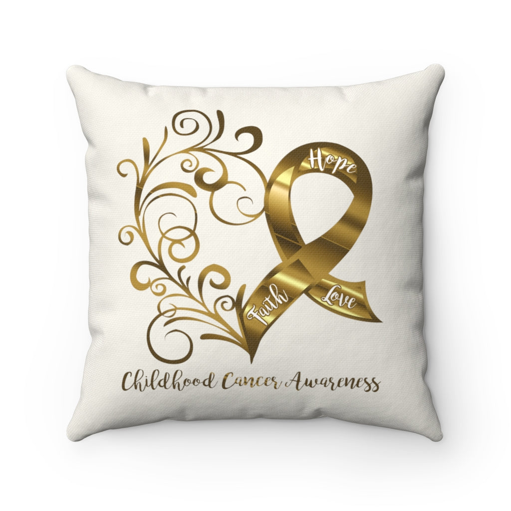 Childhood Cancer Awareness "Natural" Square Pillow (20 X 20)