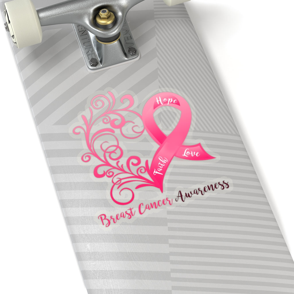 Breast Cancer Awareness Heart Car Sticker (6 X 6)