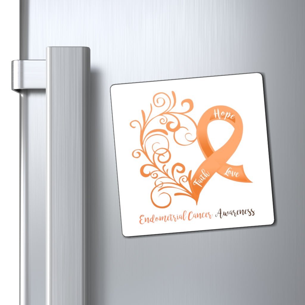Endometrial Cancer Awareness Magnet (White Background) (3 Sizes Available)