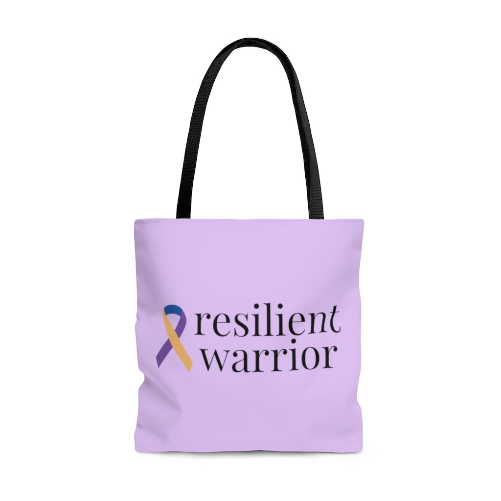 Bladder Cancer "resilient warrior" Large "Lavender" Tote Bag (Dual-Sided Design)