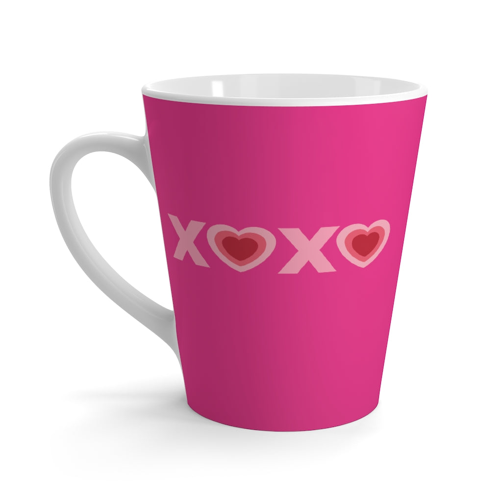 Valentines XOXO Heart (Raspberry) Latte Mug (12 oz.)
