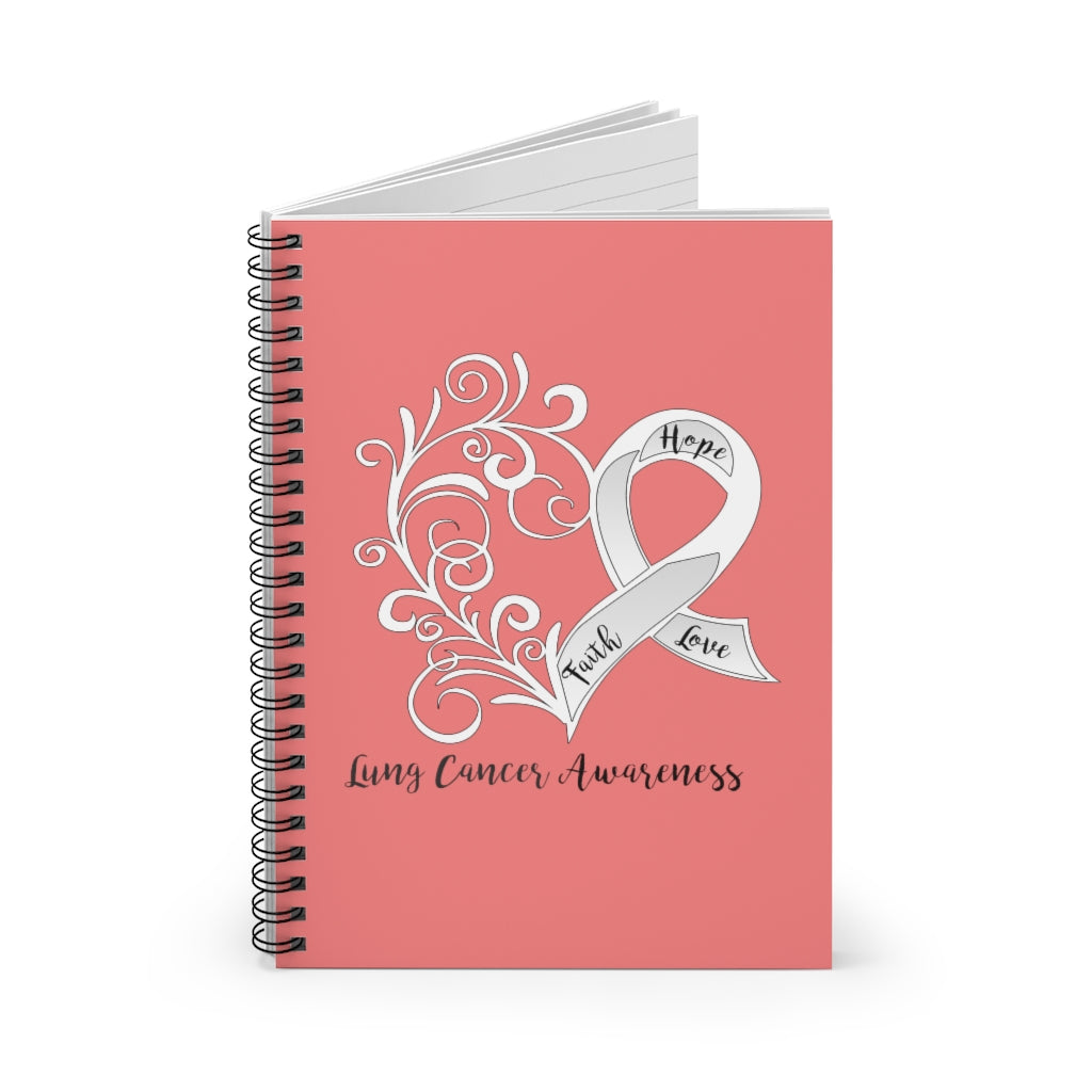 Lung Cancer Coral Spiral Journal - Ruled Line