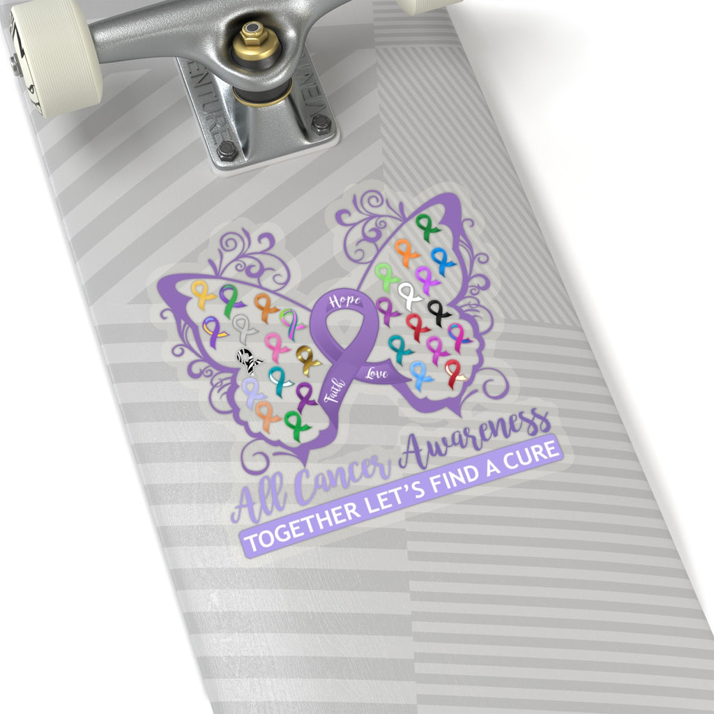 All Cancer Awareness Filigree Butterfly Car Sticker (6 X 6)
