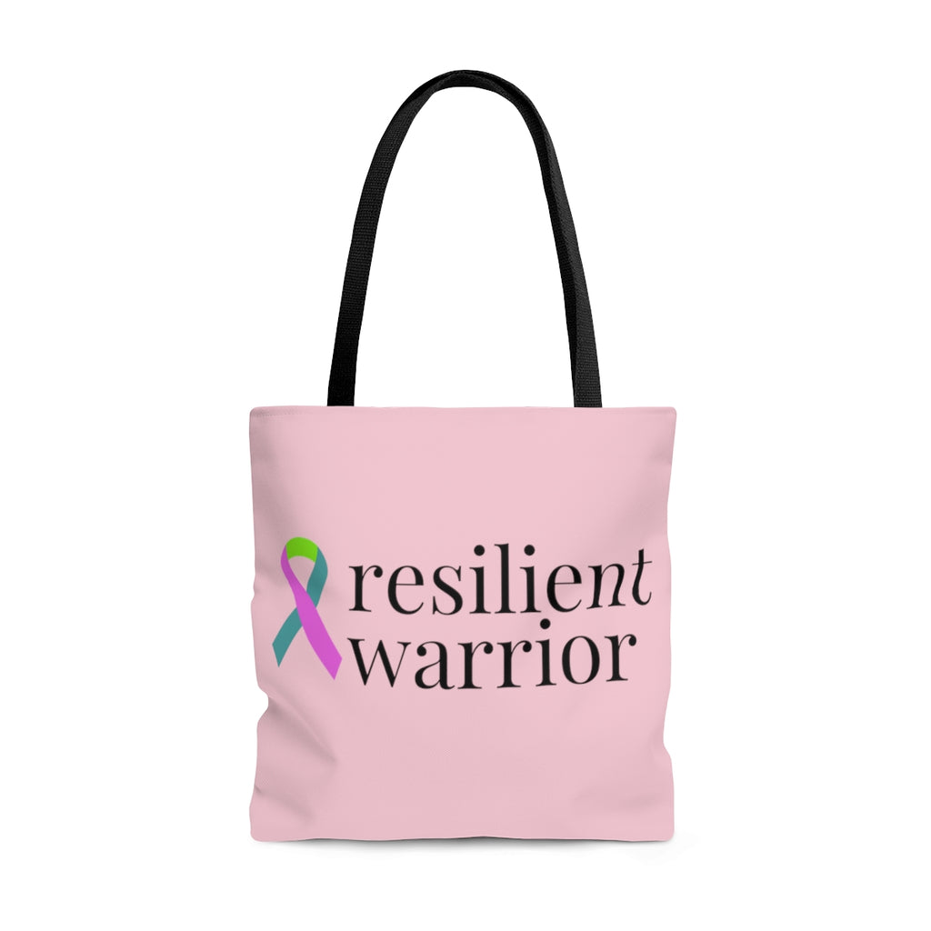 Metastatic Breast Cancer resilient warrior Ribbon Large Tote Bag (Pink)