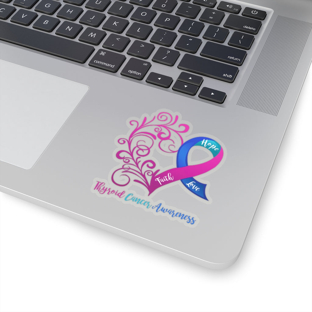Thyroid Cancer Awareness Heart Sticker (3 x 3)