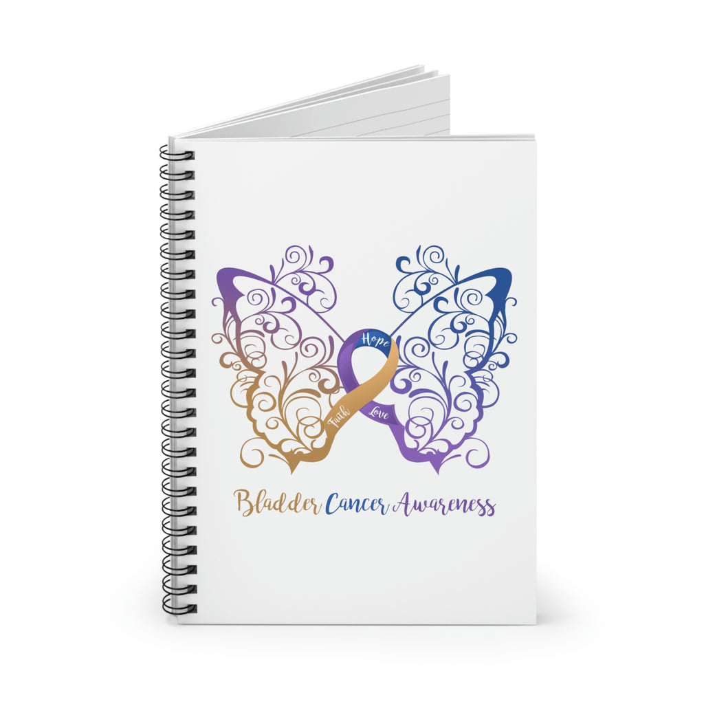 Bladder Cancer Awareness Filigree Butterfly Spiral Journal - Ruled Line