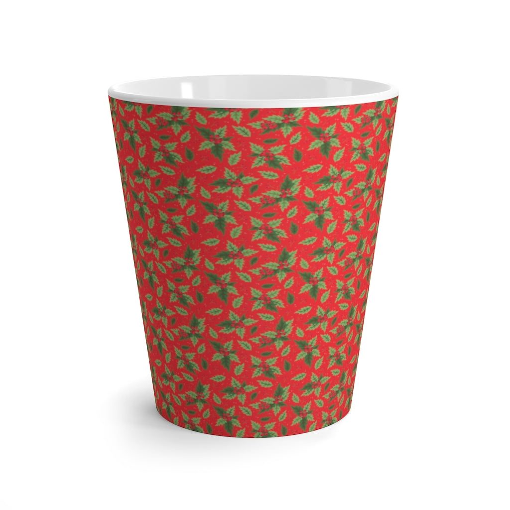 Christmas Holly Holiday Red Latte Mug (12 oz.)
