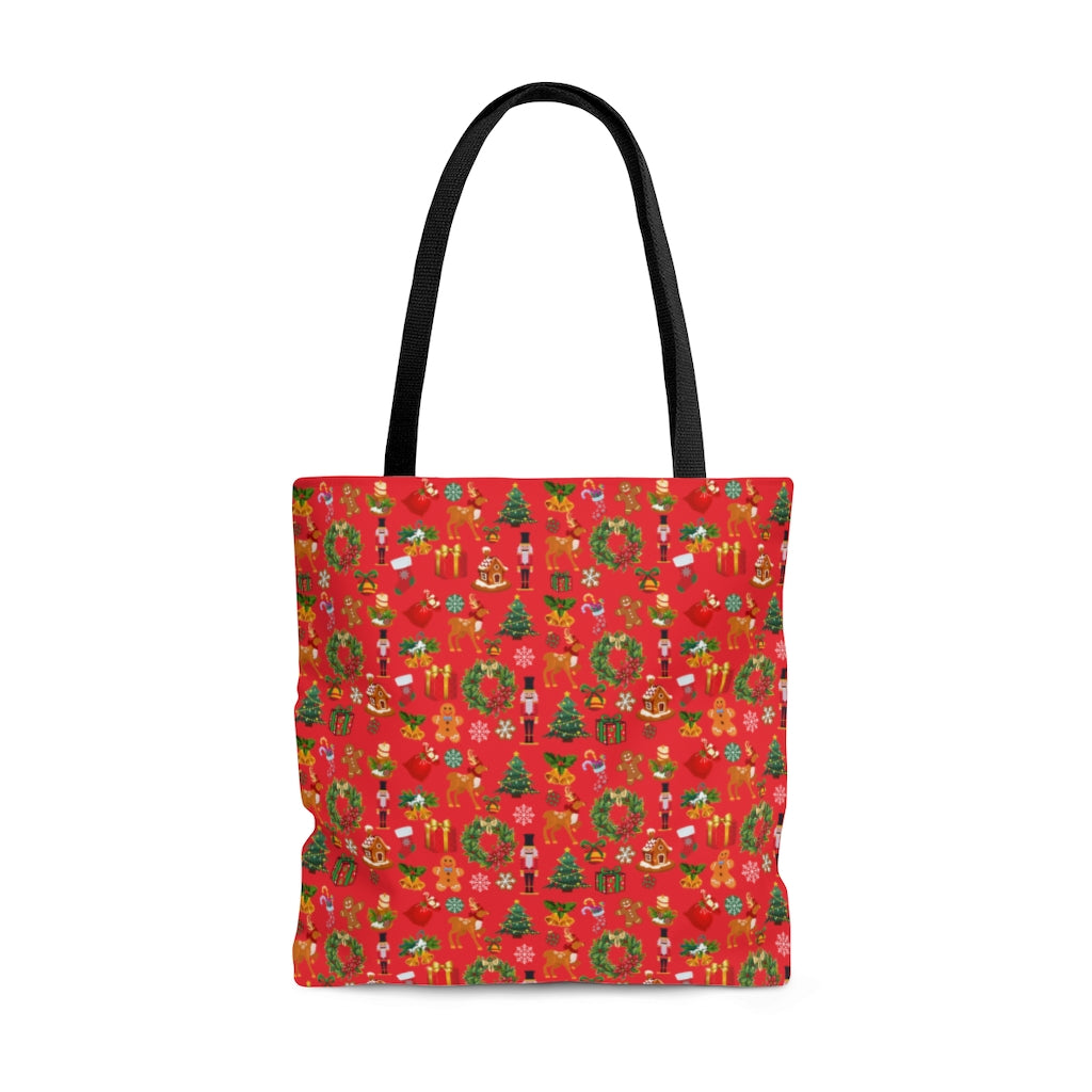 Christmas Joy... Holiday Red Tote Bag (Dual-Sided Design)