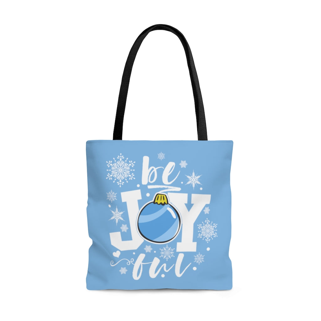be Joyful Ornament Snowflakes Light Blue Tote Bag (Dual-Sided Design)