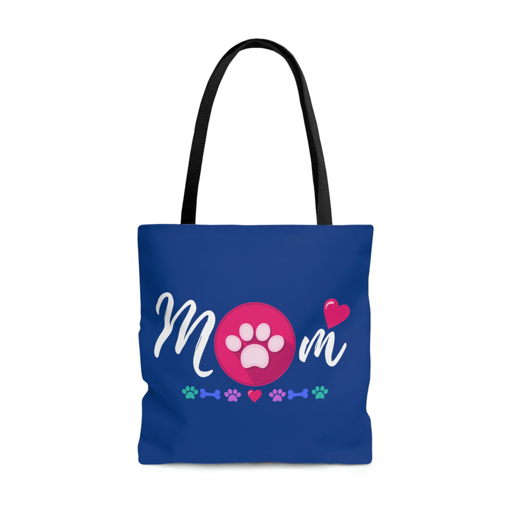 Dog Mom Heart Large Tote Bag (Royal Blue)(Dual-Sided Design)