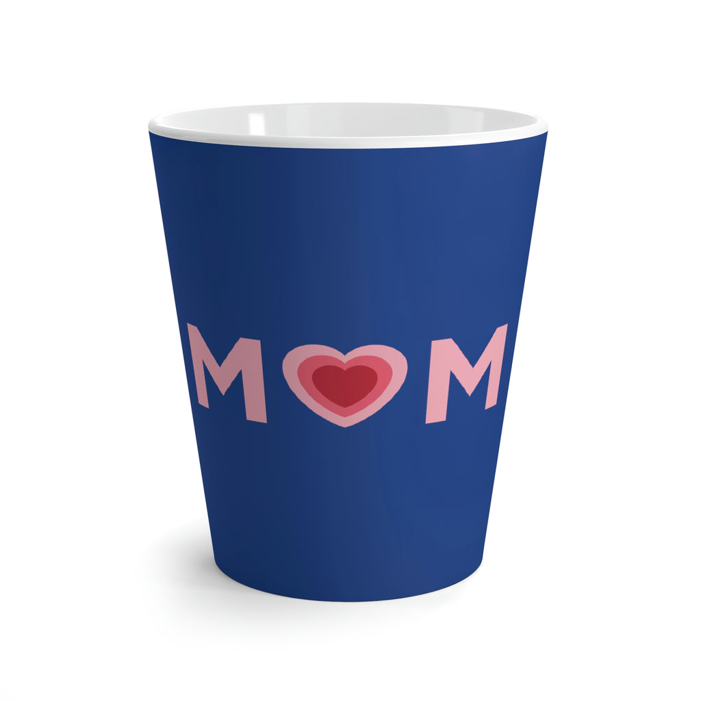 Mom Heart Royal Blue Latte Mug (12 oz.)