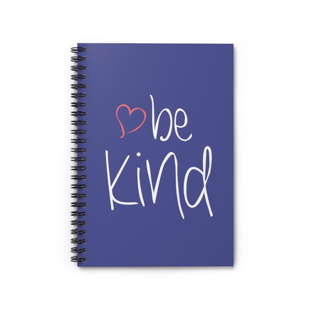 be kind Heart Royal Blue Spiral Journal - Ruled Line