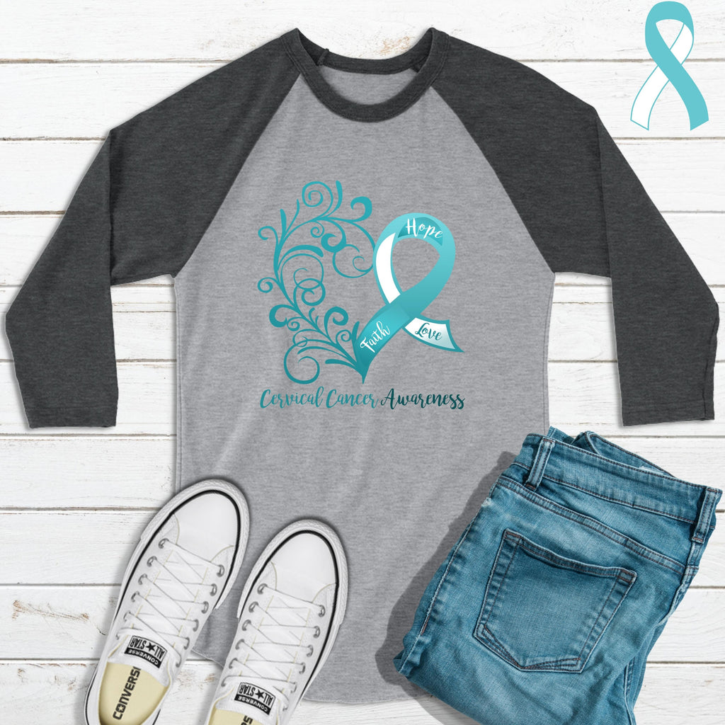 Cervical Cancer Awareness 3/4 Sleeve Raglan Shirt