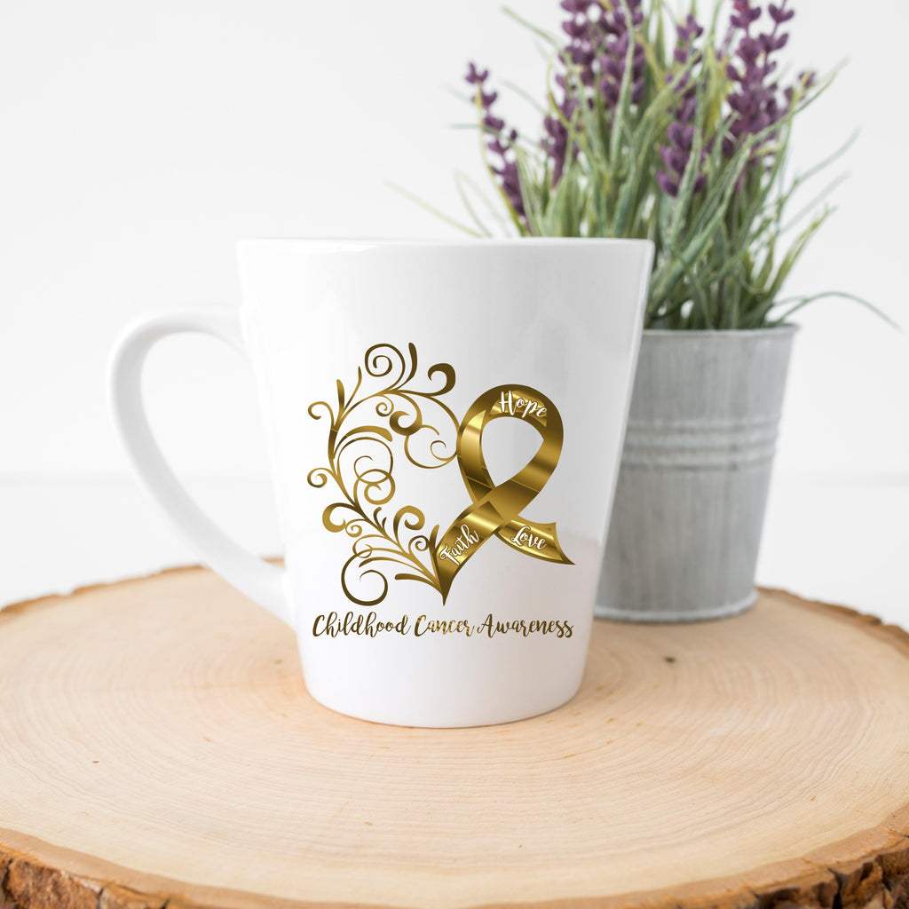 Childhood Cancer Awareness Latte Mug (12 oz.)