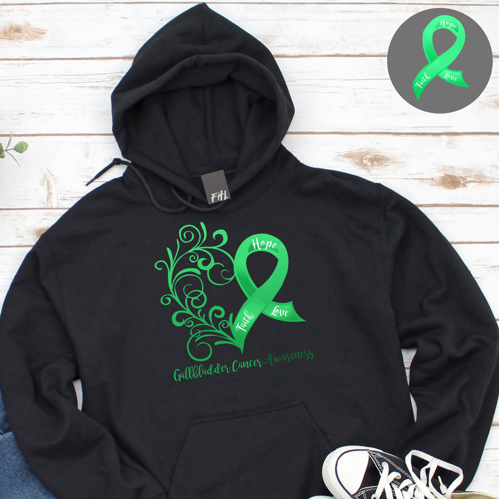 Gallbladder Cancer Awareness Heart Hoodie - Several Colors Available