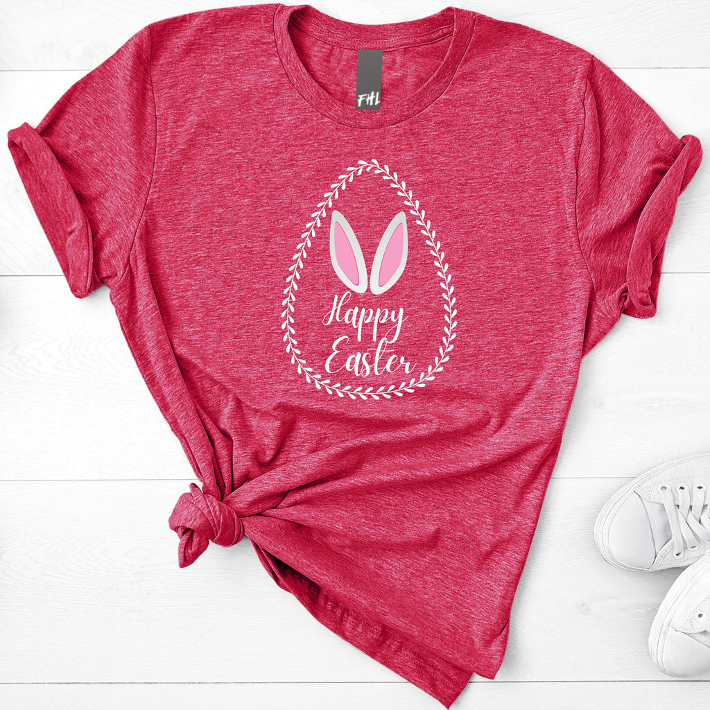 Happy Easter Laurel Egg Heather Raspberry T-Shirt