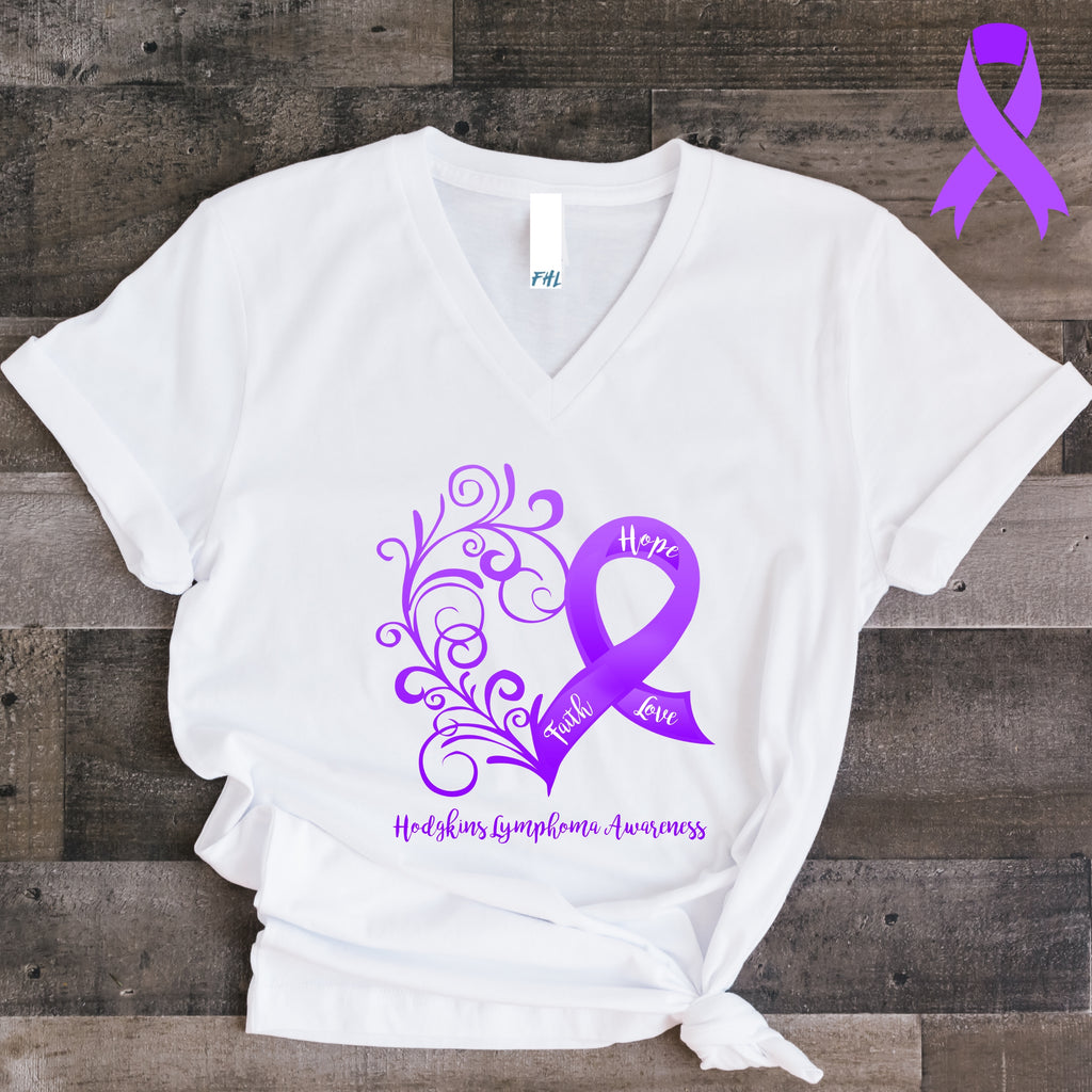 Hodgkins Lymphoma Awareness V-Neck T-Shirt