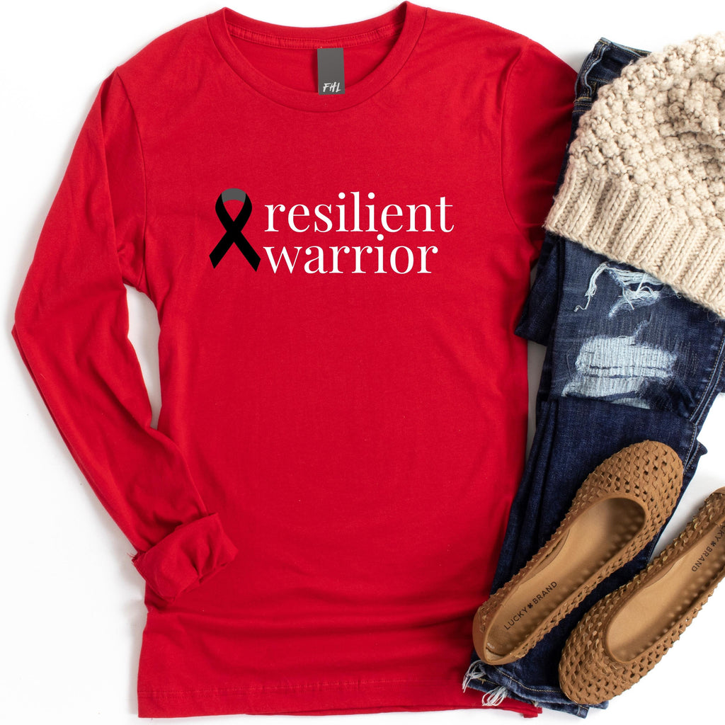 Melanoma & Skin Cancer resilient warrior Long Sleeve Tee (Several Colors Available)
