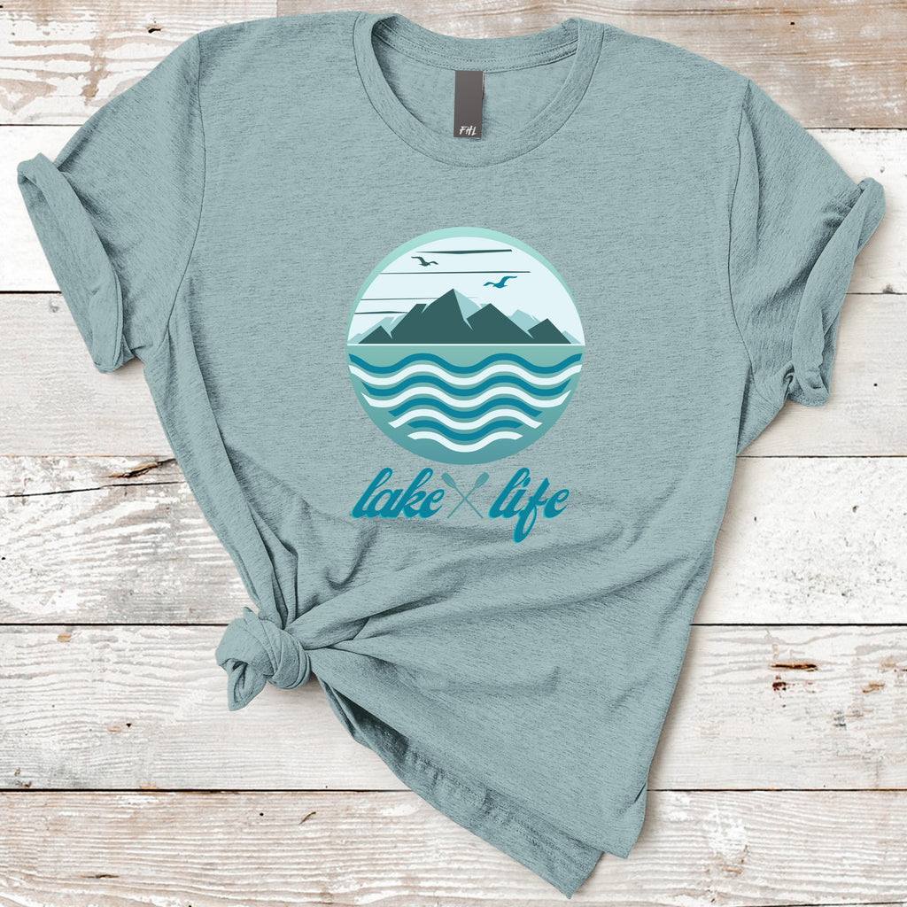 Mountain Lake Life T-Shirt (Heather Prism Dusty Blue)