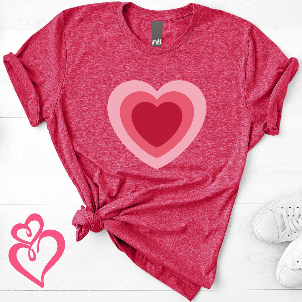 Valentine's Heart Heather Raspberry T-Shirt