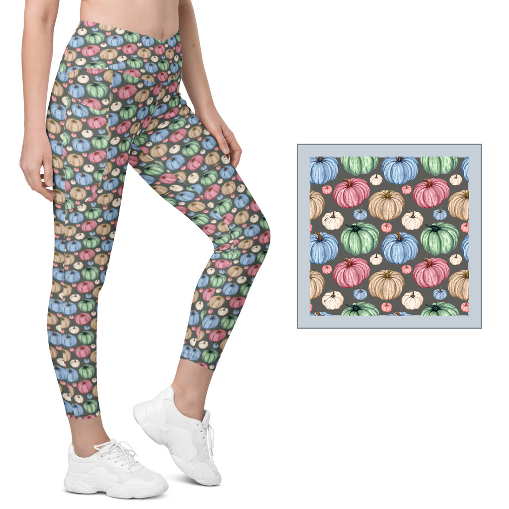 Prostate Cancer Warrior Crossover Waist Leggings with Pockets