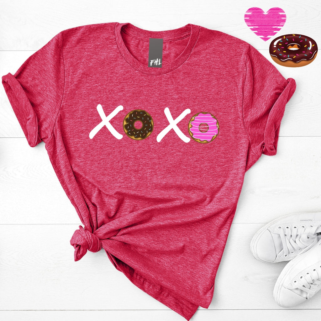XOXO Donuts Heather Raspberry T-Shirt (QuickShip)