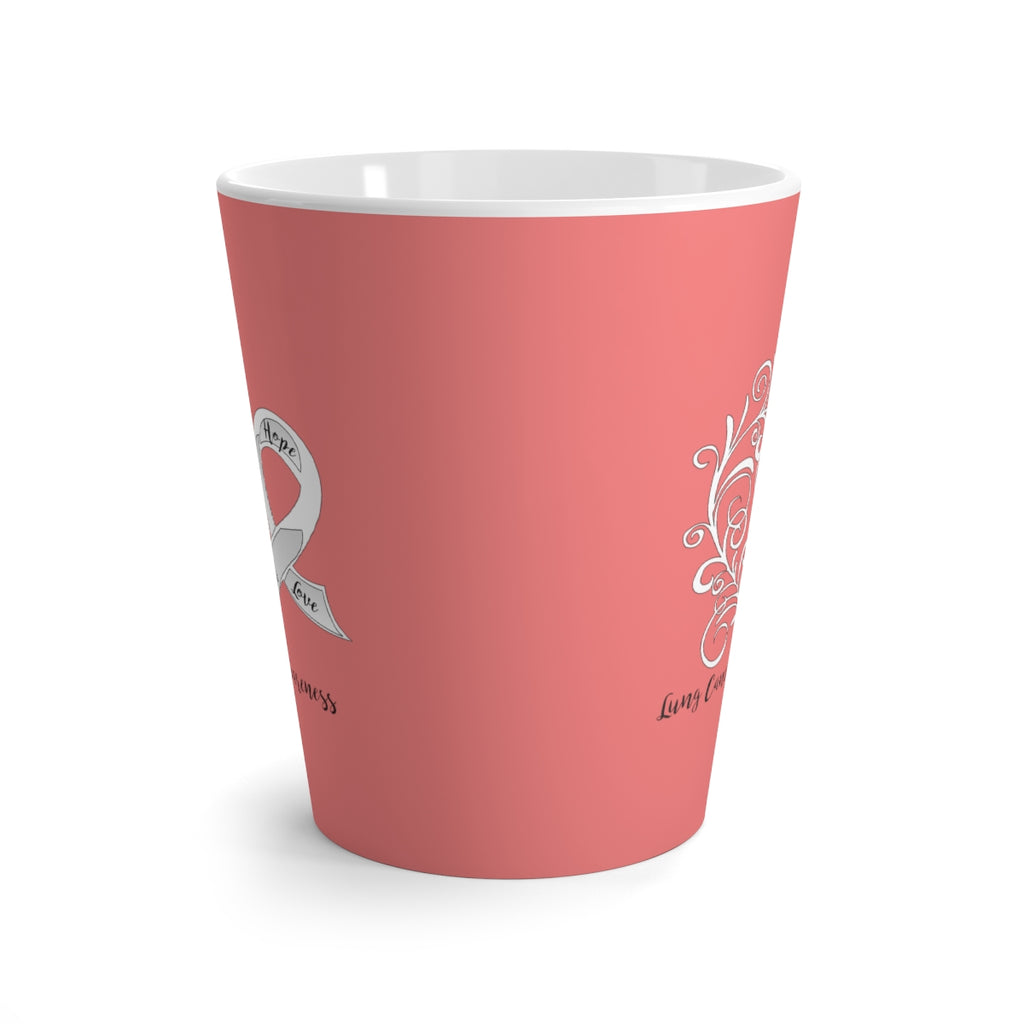 Lung Cancer Awareness "Coral" Latte Mug (12 oz.) (Dual-Sided Design)