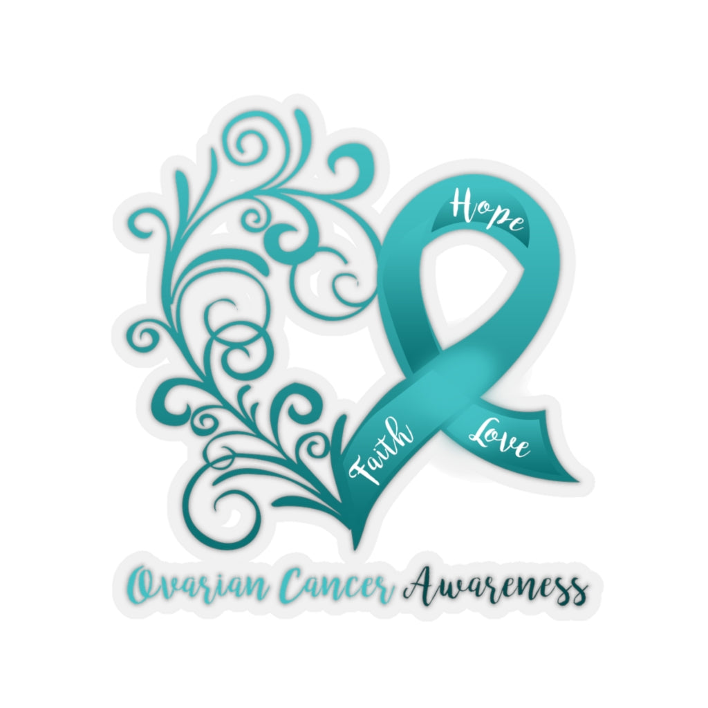 Ovarian Cancer Awareness Heart Car Sticker (6 X 6)
