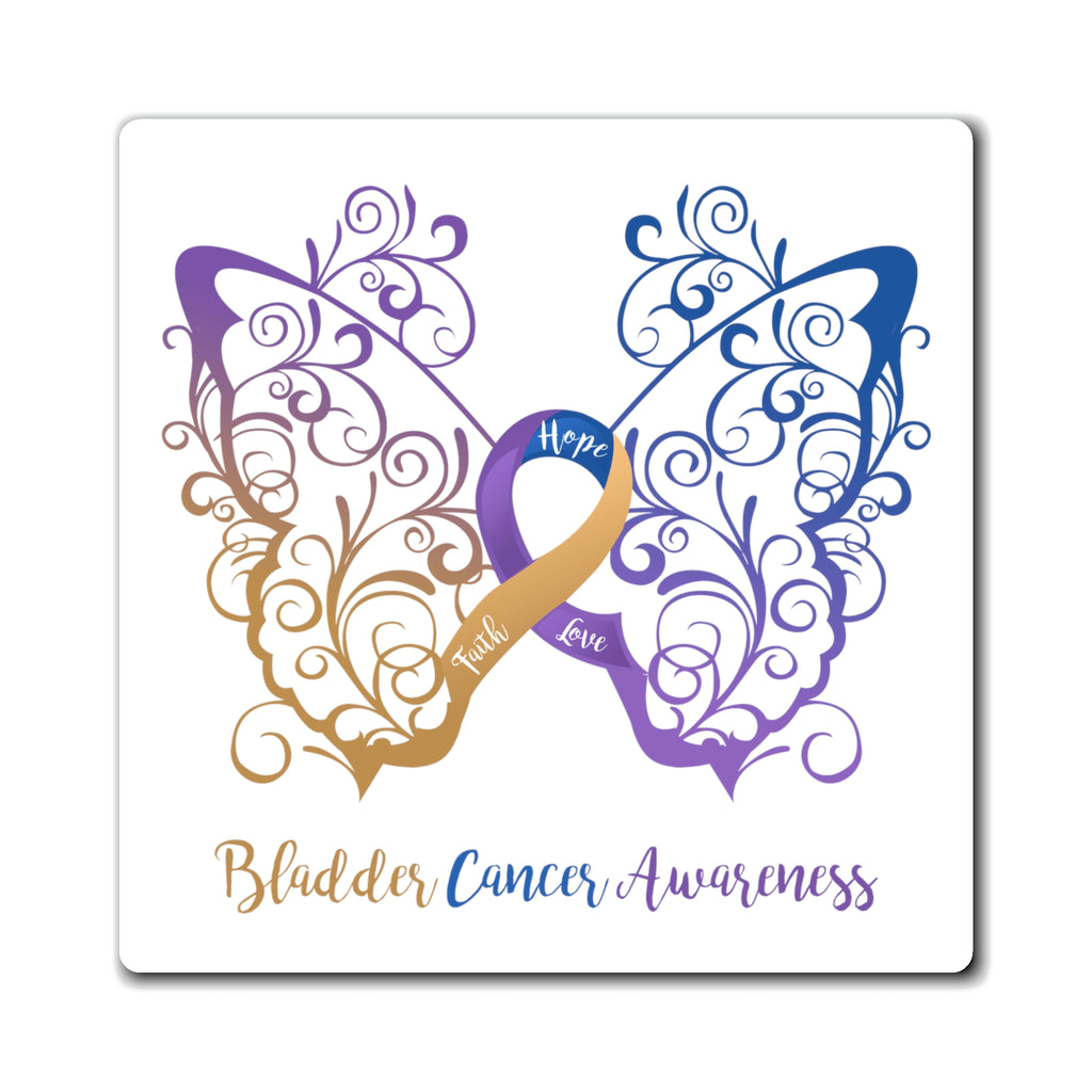 Bladder Cancer Awareness Filigree Butterfly Magnet (3 Sizes Available)