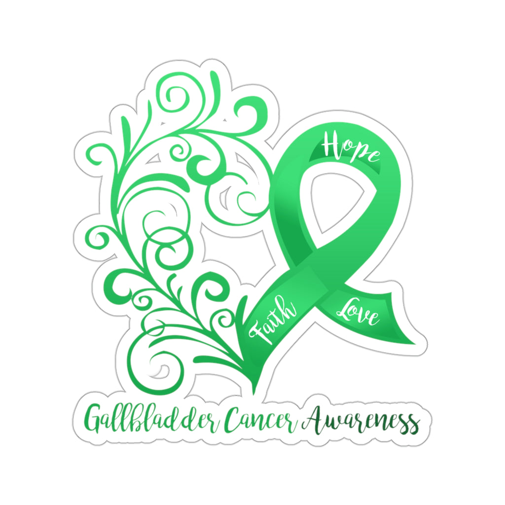 Gallbladder Cancer Awareness Heart Sticker (3 x 3)