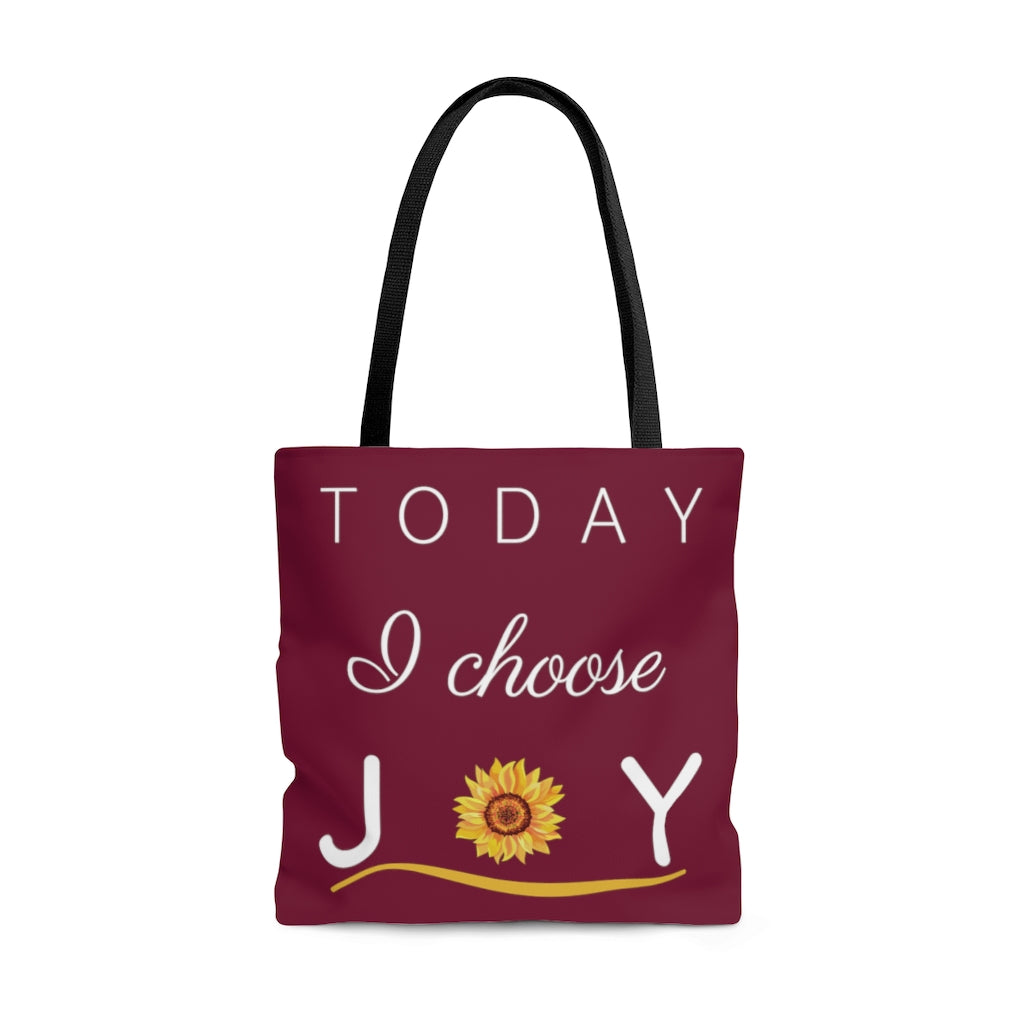 "Today I Choose Joy" Large Maroon Tote Bag (Dual-Sided Design)