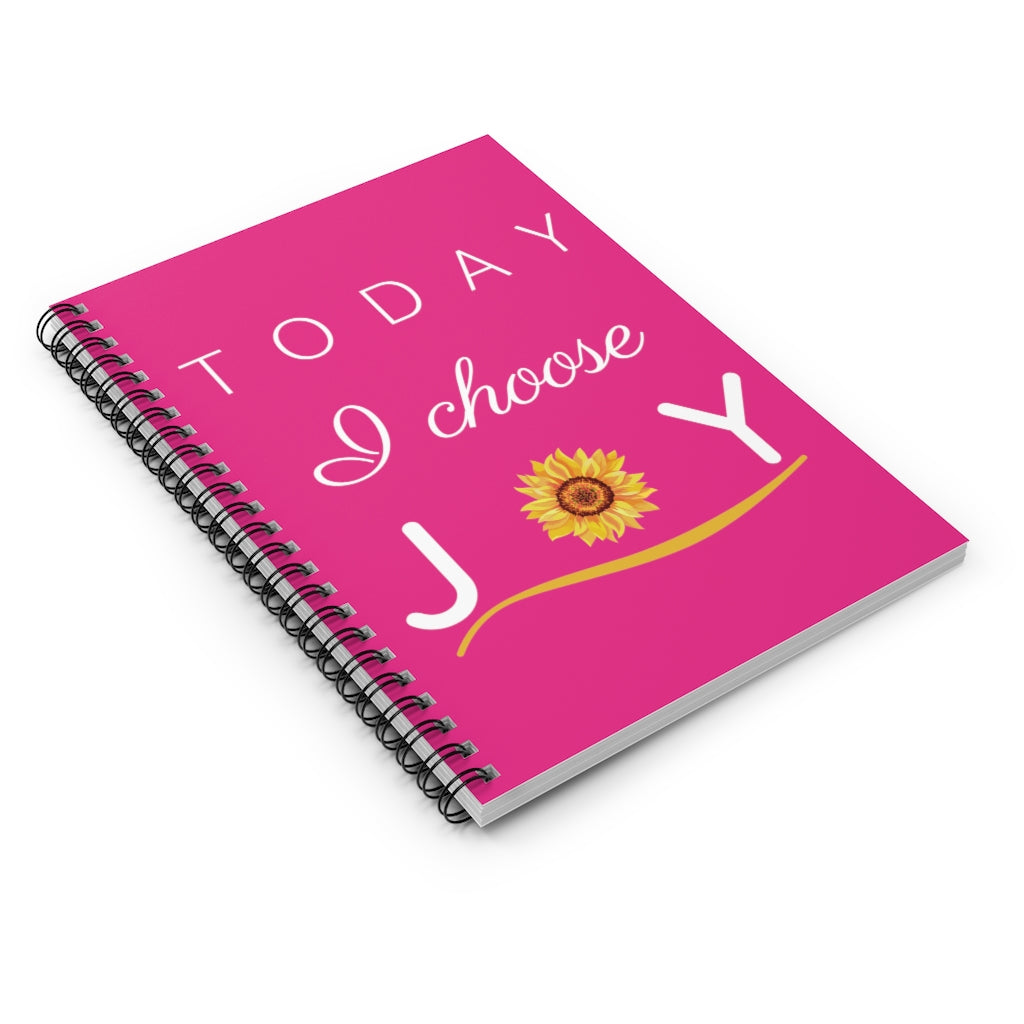 "Today I Choose Joy" Raspberry Spiral Journal - Ruled Line