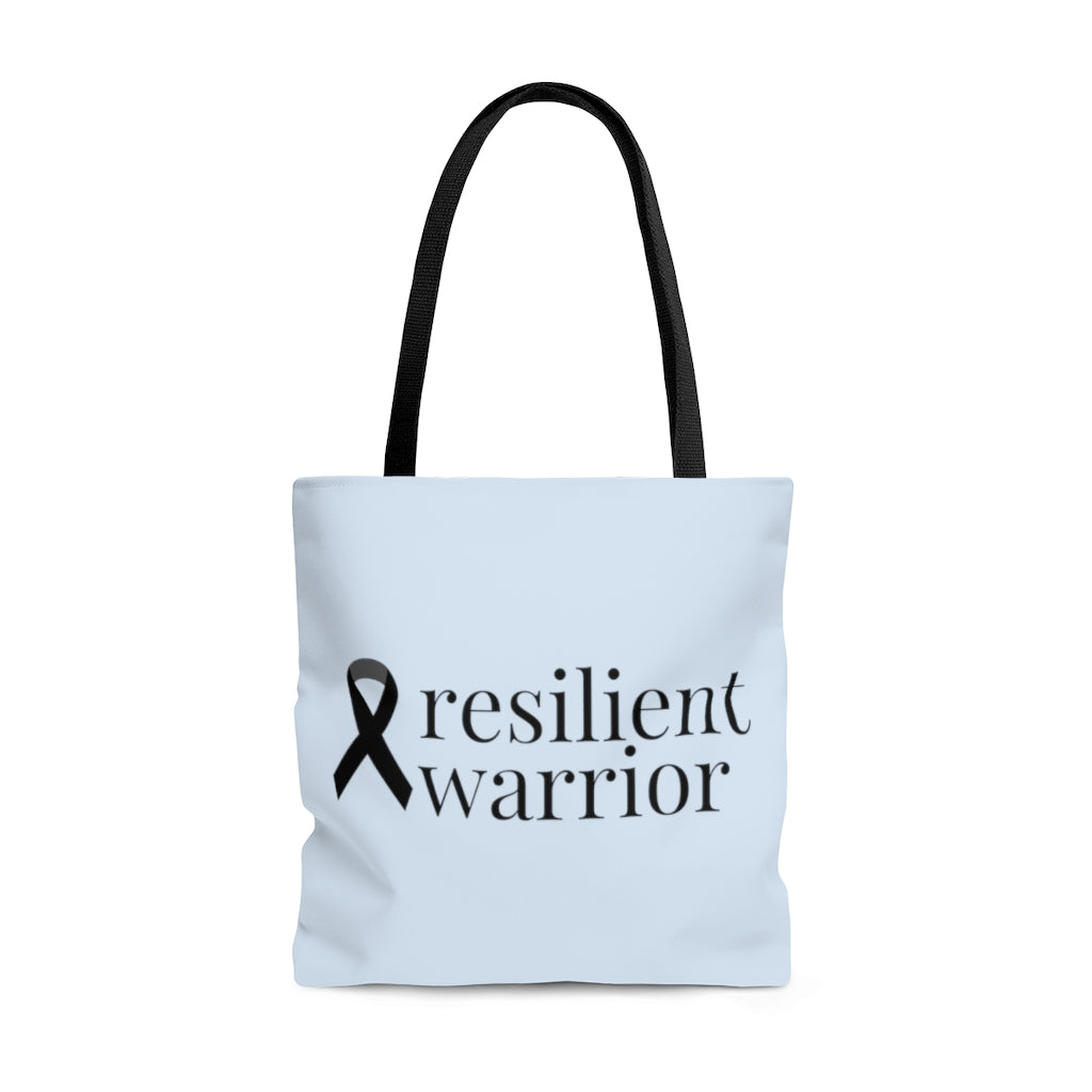 Melanoma & Skin Cancer resilient warrior Large "Light Blue" Tote Bag (Dual-Sided Design)