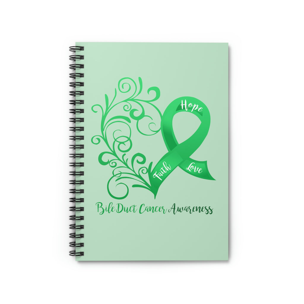 Bile Duct Cancer Awareness Heart "Light Green" Spiral Journal - Ruled Line