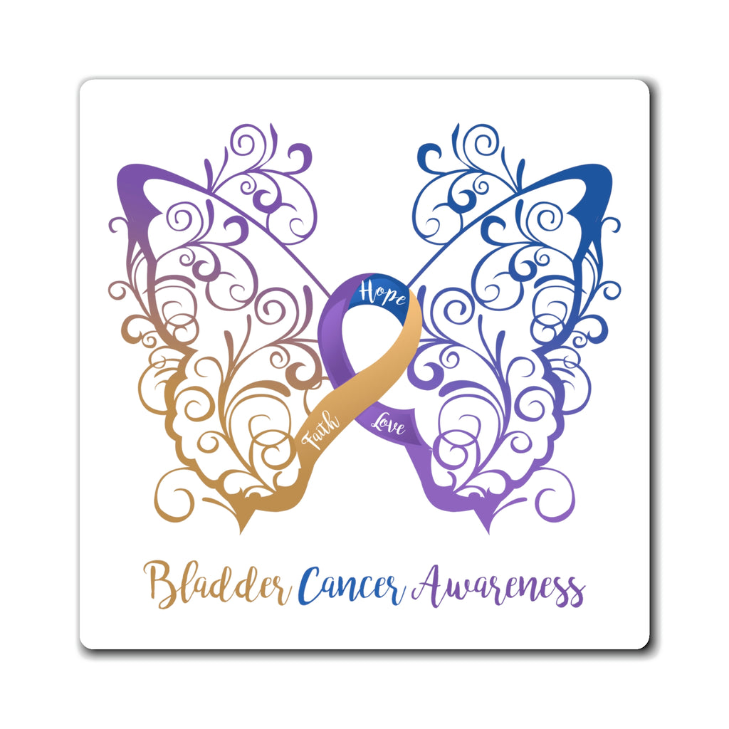 Bladder Cancer Awareness Filigree Butterfly Magnet (3 Sizes Available)