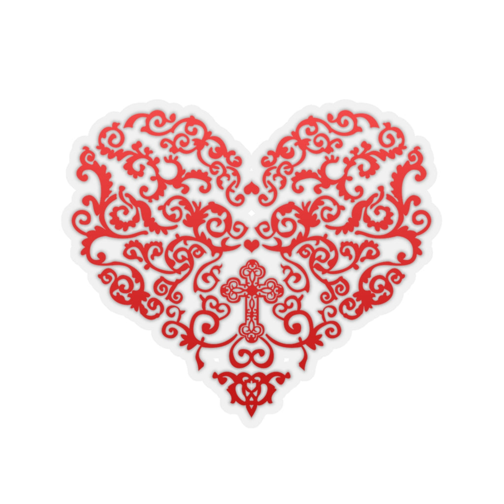 Cross in Filigree Heart Sticker (3X3)