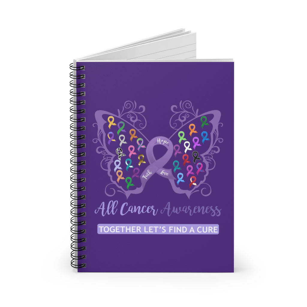 All Cancer Awareness Filigree Butterfly Purple Spiral Journal - Ruled Line